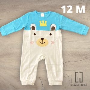 12 Month New Infant Romper - Bear King Long Sleeve